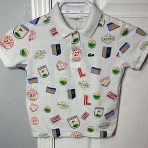 Lacoste Kids Polo Shirt - White with Colorful Graphics